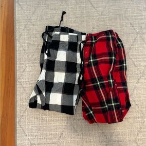 Plaid Kids Bottoms Set - Black and Red